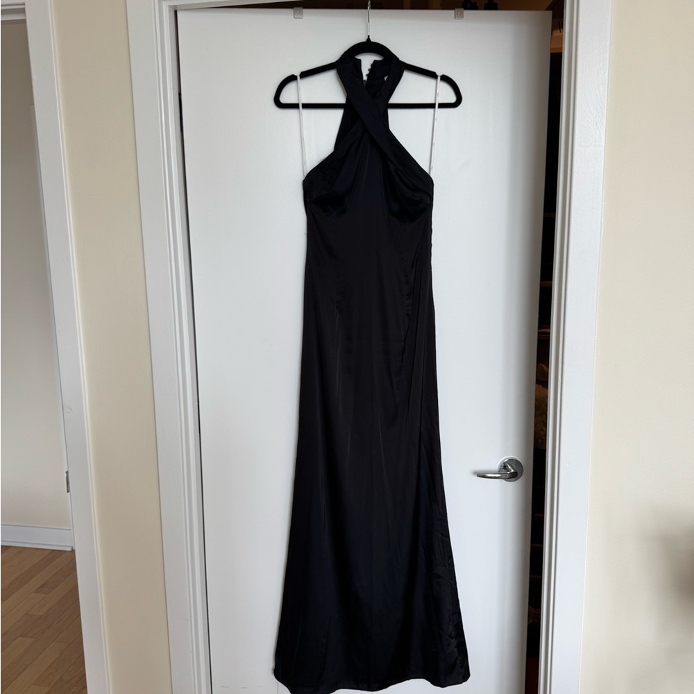 Lulu's Black Halter Maxi Gown